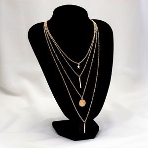 Gold Plate Necklace -  with 4 charms